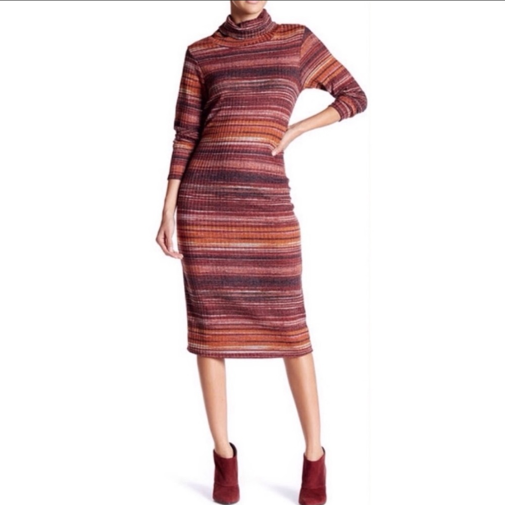 Bobeau turtleneck ribbed midi dress - sz XS